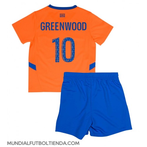 Camiseta Olympique de Marseille Mason Greenwood #10 Tercera Equipación Replica 2024-25 para niños mangas cortas (+ Pantalones cortos)